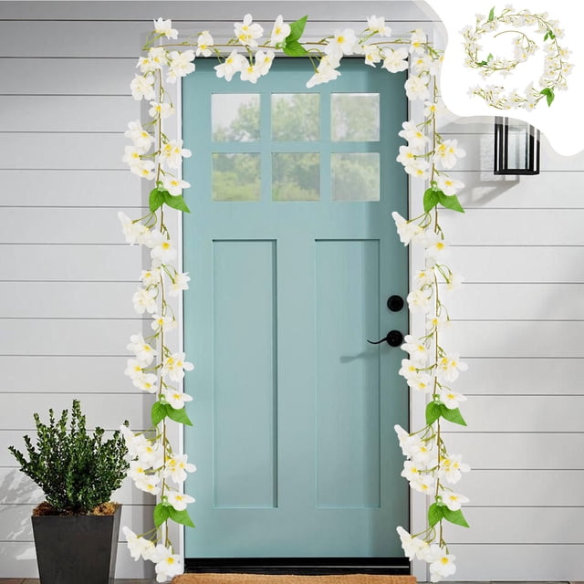 XYAIYT Simulation Spring Flower Wall Hanging,72.83in Artificial Orchid Vines for Indoor Living Room Decor,Rattan Decorative Hanging for Weddings,Events Home Styling(White)