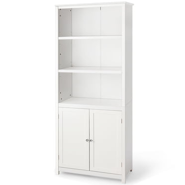 Costway Bookcase Shelving Storage Wooden Cabinet Unit Standing Display Bookcase W/Doors