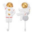 thumbnail image 1 of Miangastore 2 Pcs Wall-mounted Sticky Hooks Astronaut Shape Hooks Adhesive Hook Coat Hangers, 1 of 8