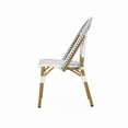thumbnail image 4 of Newest Outdoor PE Ratten and Aluminum French Bistro Chairs, Set of 2, Rusted Blue & White, Bamboo Print Finish, 4 of 10