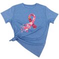 thumbnail image 2 of TIMIFIS Chandails de Sensibilisation au Cancer du Sein pour Femmes Été Ample Imprimé T-Shirt à Col Rond Manches Courtes Blouse Décontractée Automne/hiver, 2 of 5