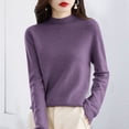 thumbnail image 2 of 2025 Femmes Pur Manches Longues Chauffe-Corps pour Temps Froid Col Rond Doux Chaud Chandail Thermique Tricot Automne, 2 of 6
