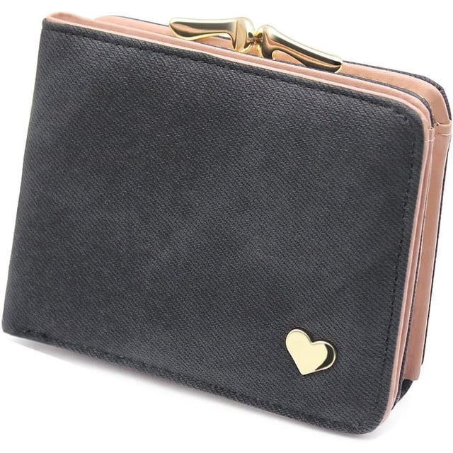 Ladies Short Purse Wallet with Small Heart Decoration