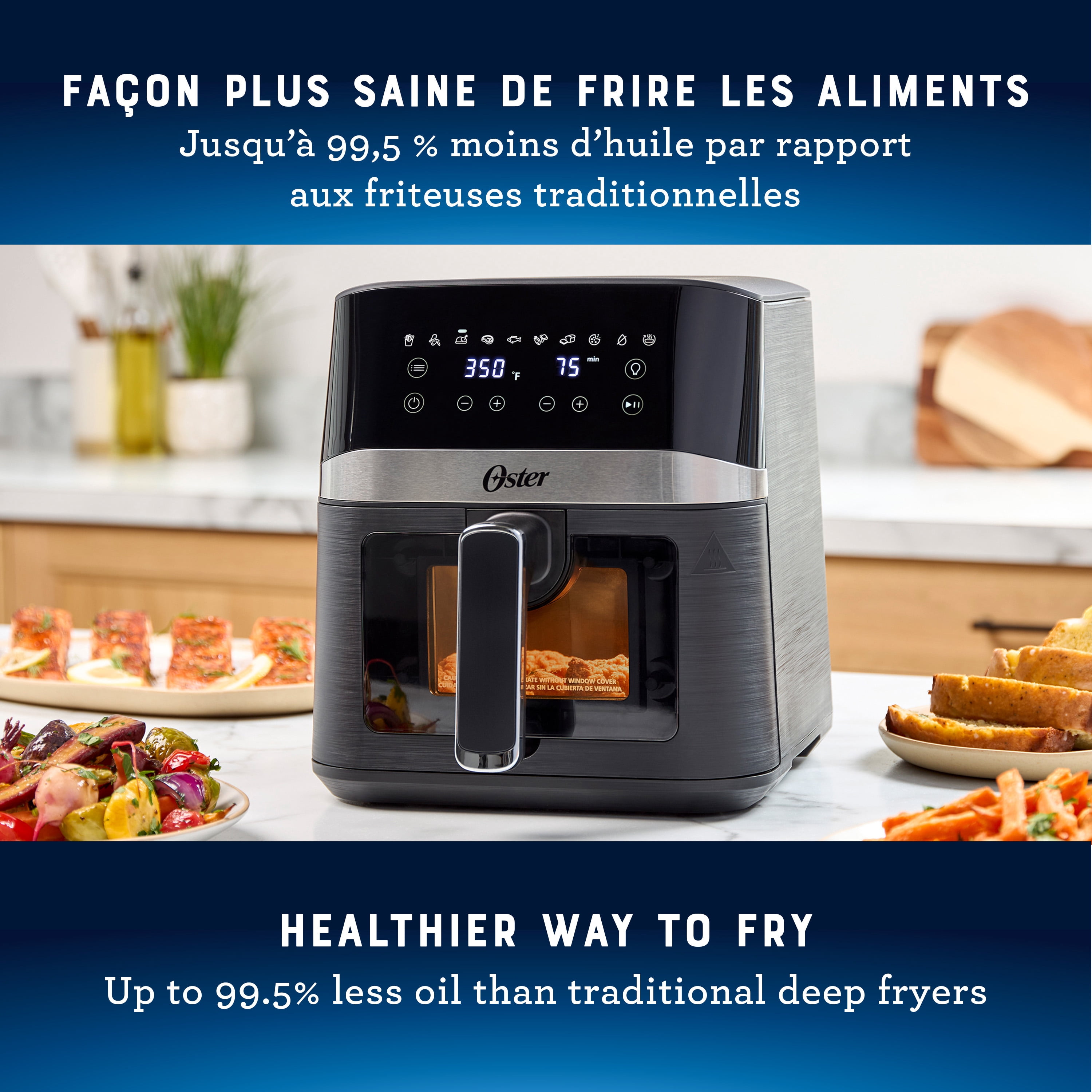 Oster Air Fryer, 4 Quart Digital Air Fryer, Medium Air Fryer with Window