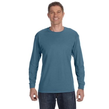 Gildan B082427340 Adult 5.3 oz Heavy Cotton Long Sleeve T-Shirt, Indigo Blue - Medium