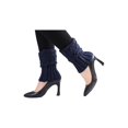 thumbnail image 3 of INSPIRE CHIC Women's Ruffled Cuff Over Knee Length Ribbed Knitted Leg Warmers Navy Blue-Printed, 3 of 6