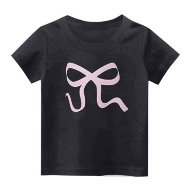 WRKEKC T-Shirts à Manches Courtes pour Filles, Hauts d'Été pour Filles, T-Shirts d'Été Décontractés à Imprimé Nœud pour Garçons et Filles, Sport, Respirants, Col Rond, Manches Courtes