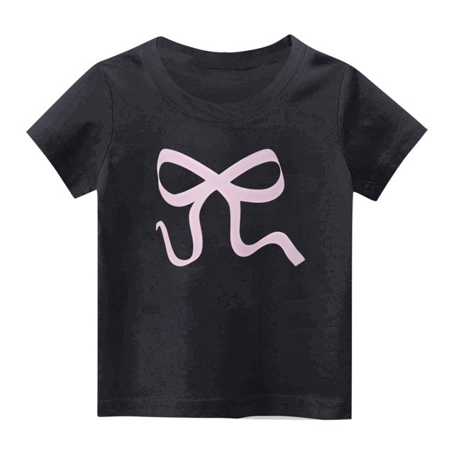 Plebaso T-Shirts Graphiques en Coton pour Filles, Col Rond, Manches Courtes, T-Shirts Décontractés d'Été, Jolis Hauts pour Enfants Filles