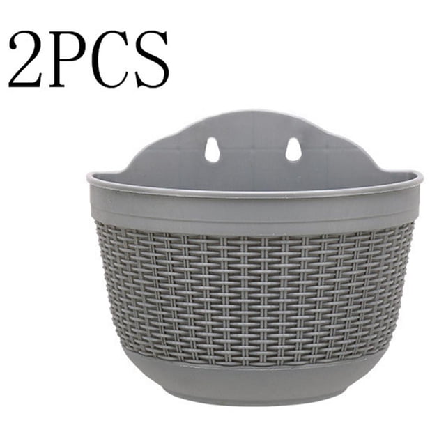 Greyghost Jardinières Suspendues pour Mur et Rambarde, Grands Pots en Plastique, Supports de Plantes Demi-Ronds pour Intérieur et Extérieur pour Clôture, Balcon Ou Rambardes, Exposer des Jardins d'Herbes, des Fleurs Ou des Plantes, 2 Pcs