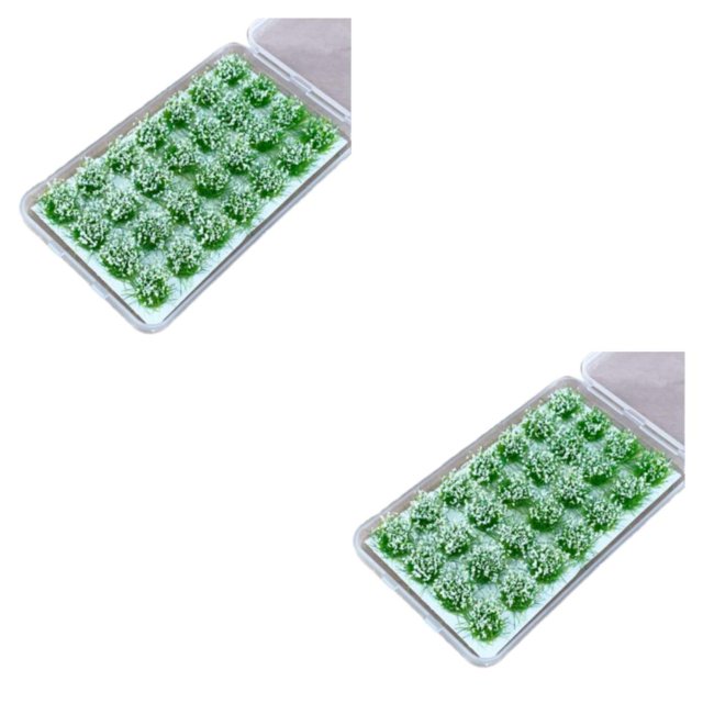 Transemion 28pieces Educational And Easy To Miniature Grasses Tufts For DIY Projects Realistic Detail Plastic Lily white 2Set