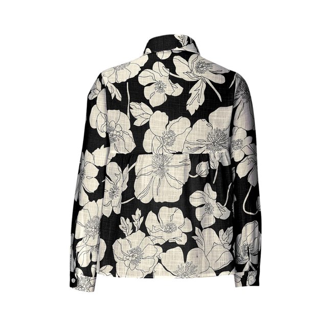 Pompotops Femmes Mode Imprimé Décontracté Manches Longues T-shirt Blouse en Lin Hauts Liquidation