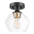 thumbnail image 1 of Harrow 1-Light Matte Black Semi-Flush Mount Ceiling Light with Gold Accent Socket and Clear Glass Shade, 1 of 8