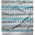 thumbnail image 1 of Soimoi Green Polyester Crepe Fabric Rose & Wild Animal Skin Patchwork Printed Fabric 1 Yard 52 Inch Wide, 1 of 3