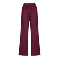 thumbnail image 4 of Generic Women's Plus Size High Waist Wide Leg Palazzo Lounge Pants with Pockets, Coffee, 4 of 6