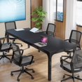 thumbnail image 5 of Tribesigns 78.74-Inch Large Black Conference Room Table, Modern Office Meeting Seminar Desk with Metal Legs and Adjustable Foot Pads, Seats 6-8, Only Table Included (6 PCS), 5 of 5