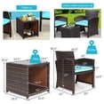 thumbnail image 3 of Costway 3PCS Patio Rattan Wicker Furniture Cushion Sofa Coffee Table Turquoise, 3 of 9