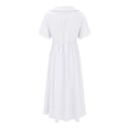 thumbnail image 4 of WTXUE Robes pour Femmes 2024, Robe Décontractée Rétro en Coton et Lin Uni à Boutons et Col en V pour Femme, Robe en Lin, Robe Blanche Femme (Blanc 2TG), 4 of 9