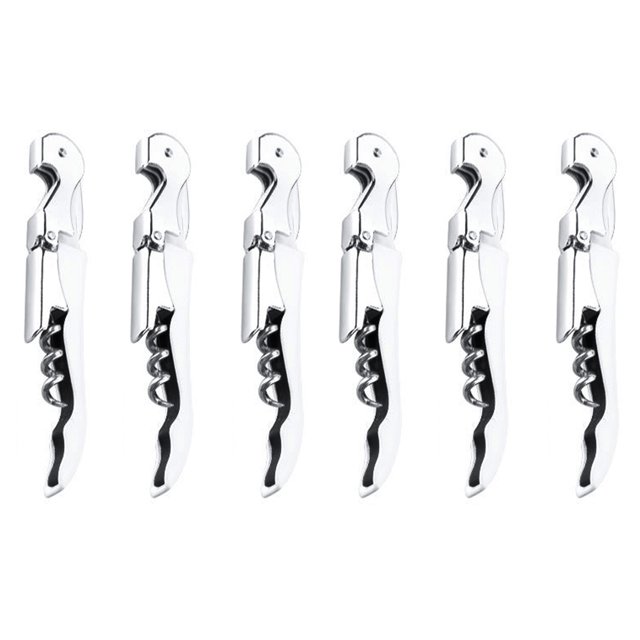 Aspire 6 PCS Double Hinged Corkscrew w/ Foil Cutter, Waiters Wine Bottle Opener - White