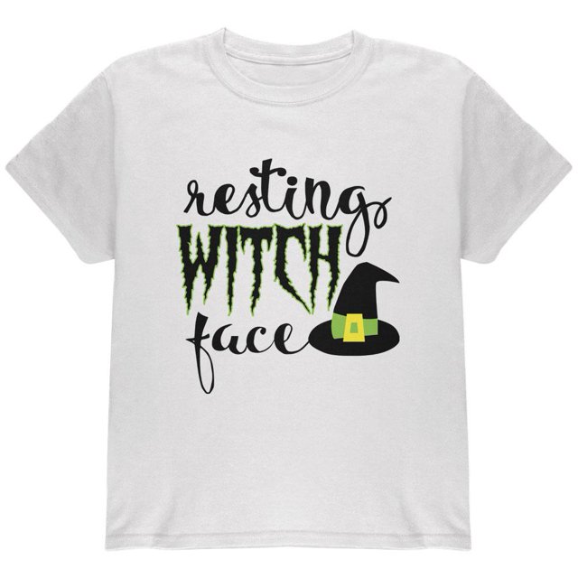 T-shirt Jeunesse Visage de Sorcière au Repos d'Halloween