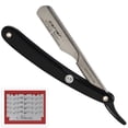 thumbnail image 1 of Parker PTB « Push Type Blade Load » Bord Droit Barbier / Shavette Razor avec Bras de Lame en Acier Inoxydable et 5 Lames en Acier Inoxydable Shark, 1 of 5