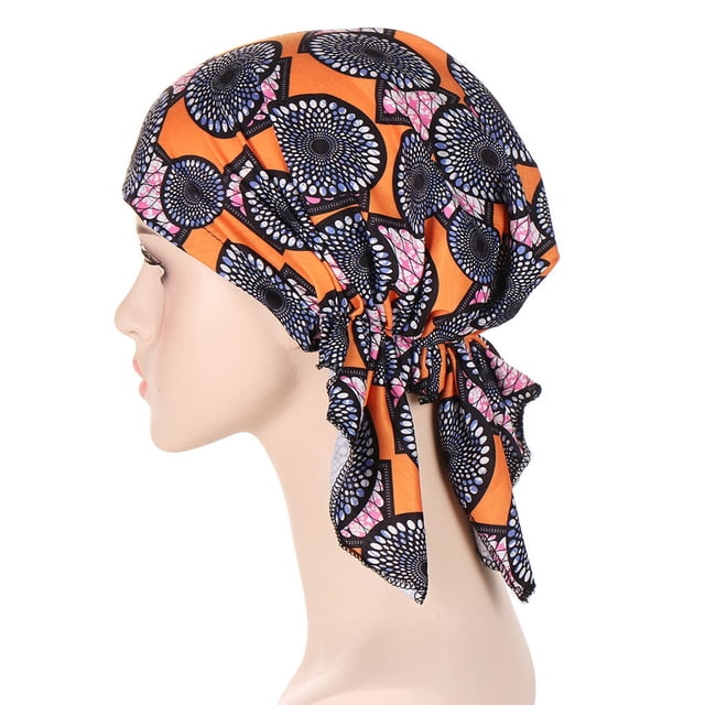 Womens Casual Printed Head Hat Cap Headwear Muslim Turban Cap Headwrap Turban Cap