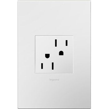 Legrand adorne 15A Tamper-Resistant Outlet with Matching Wall Plate (White Finish, 4 Pack), ARTR152W4WP-4PK