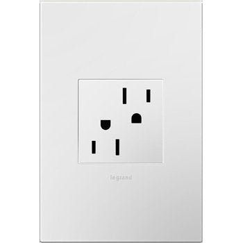 Legrand adorne 15A Tamper-Resistant Outlet with Matching Wall Plate (White Finish, 4 Pack), ARTR152W4WP-4PK