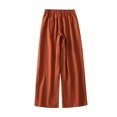 thumbnail image 4 of Timegard Pantalon pour Femmes en Coton et Lin, Jambe Droite, Taille Élastique, Pantalon Court Vintage Décontracté avec Poches, 4 of 7