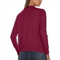 thumbnail image 4 of Lenpel Women's Cropped Casual Cardigans Soft V Neck Long Sleeve Button down Knitted Shrugs Lightweight Sweater Tops(Wine,Large), 4 of 7