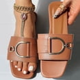 thumbnail image 5 of IUJSOY Womens Flat Sandals Summer Comfortable Square Open Toe Slip on Leather Slide Sandals, 5 of 5