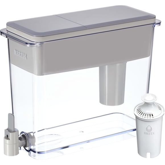 Brita Distributeur de Filtre de 27 Tasses, Réduit le Goût de Chlore et les Odeurs de l'Eau du Robinet, Filtre 151 Litres, UltraMax, Gris
