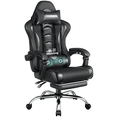 thumbnail image 1 of Yaheetech High Back Ergonomic Gaming Chair with Slide Out Footrest, Full Black, 1 of 8