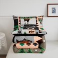 thumbnail image 4 of Moose Lodge Comforter Set Queen Size 3 Pcs,Rustic Famhouse Boat Bass Fish Adventure Bedding Set,Retro Brown Gray Black Plaids Stripes Patchwork Quilt Set for Young Adults,2 Pillowcases, 4 of 6
