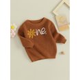 thumbnail image 3 of Faithtur Girl Baby Autumn Sweater, Flower Letter Pattern Long Sleeve Round Neck Knitwear Pullover, 3 of 9