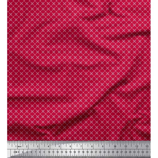 Soimoi Poly Georgette Fabric Geometric Small Printed Fabric 1 Yard 42 Inch Wide