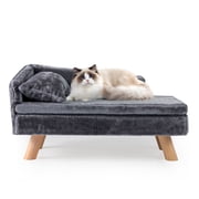PETSJOY Elevated Pet Bed for Medium & Small Dogs Puppies Cats Kittens Dog Sofa Bed with Removable Cozy Padded Pad & Pillow