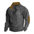 thumbnail image 1 of Yuyuzo Chandails à Capuchon pour Hommes Chandail à Glissière 1/4 Doublé Col Montant Patchwork Automne Chaud Manteau Chandail, 1 of 6