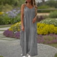 thumbnail image 2 of Wlynlyn Combinaisons Grande Taille pour Femmes Combinaisons Sans Manches Col en V Pantalons Larges Taille TTG, 2 of 7