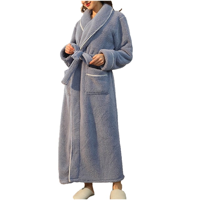 Timegard Womens Robe Soft Warm Fleece Bathrobe Solid Color Fall Winter Casual Loose Comfy Nightgowns