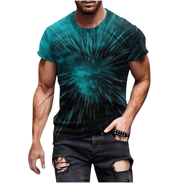 Chemises à Manches Courtes pour Hommes Nouvelle Mode T-Shirt 3D Impression Faisceau Ciel Manches Courtes Col Rond T-Shirt Décontracté Haut de Sport Blouses Chemises Hommes Manches Courtes