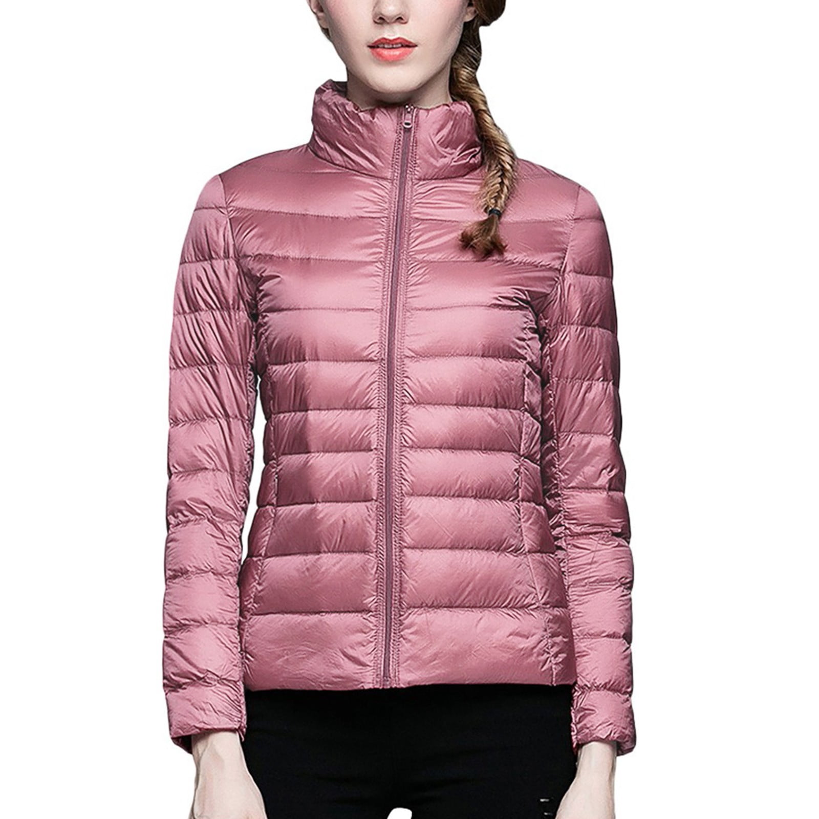 Baberdicy Cardigan Sweaters for Women Lightweight Women's Winter Thin and Light Down Coat Casual Down Coat Slim Quilted Jacket Women's Down Jackets & Parkas Pink