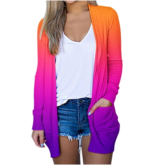 lcziwo 2024 Women Cardigans Lightweight Long Cardigan Sweaters for Womens Women's Cardigans with Pockets Casual Light Weight Print Fashion Thin Outwear Tops Blue XL