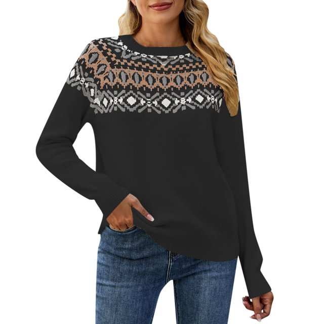 2025 Chandail Chaud Rétro Jacquard Coloré pour Femmes Chandail Tricoté à Enfiler pour Femmes Chandails à Enfiler Surdimensionnés pour Femmes Chandail Graphique à Enfiler Chandail à Enfiler pour Grande Taille Chandail à Enfiler pour Hommes Femmes
