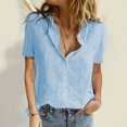 thumbnail image 2 of Babysbule Cardigans pour Femmes Liquidation Mode Femme Été Bouton Couleur Unie Chemise à Manches Courtes Haut Cardigan, 2 of 5