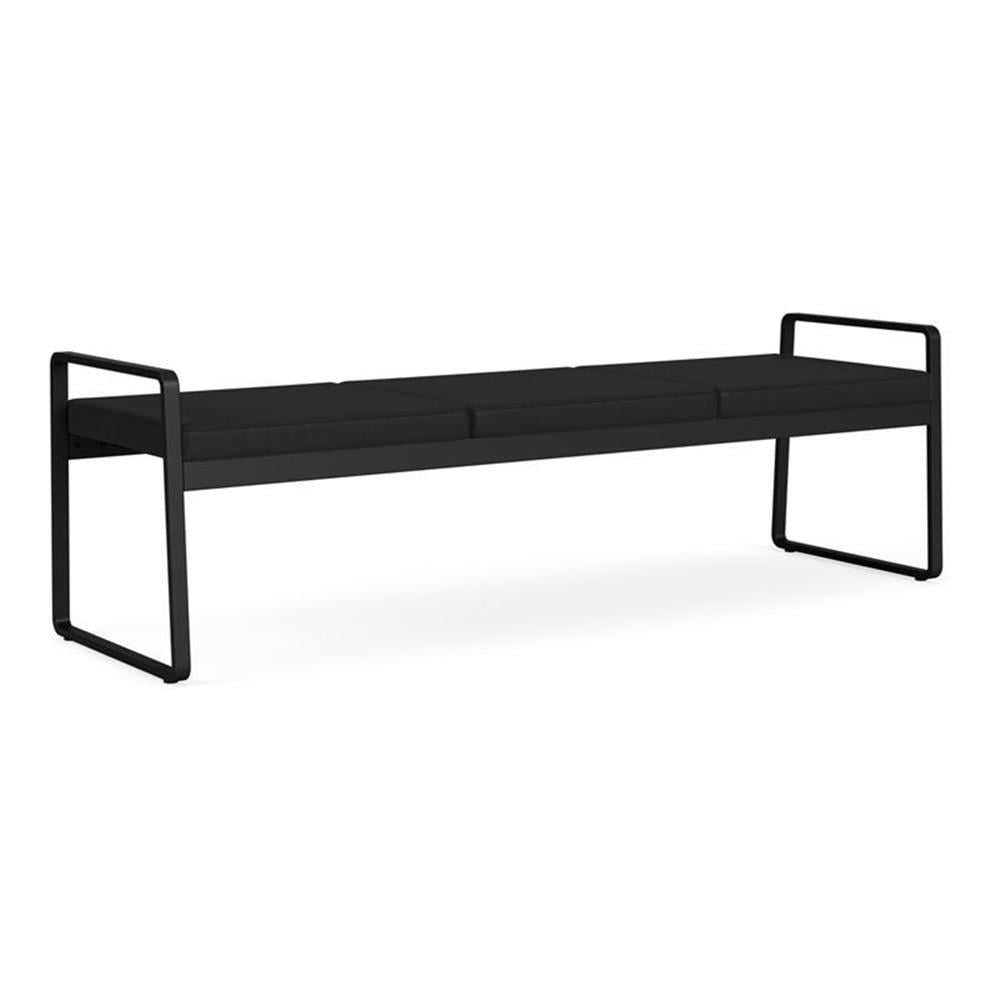 Banc 3 Places pour Réception Salle d'Attente Soins de Santé / Acier Noir / Noir