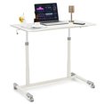 thumbnail image 1 of Giantex Mobile Height Adjustable Standing Desk, Compact Pneumatic Sit to Stand Computer Desk w/ Lockable Casters, Ergonomic Rolling Laptop Table for Home Office, White, 1 of 8
