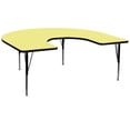 thumbnail image 1 of 60''W x 66''L Horseshoe Yellow Thermal Laminate Activity Table - Height Adjustable Short Legs, 1 of 3