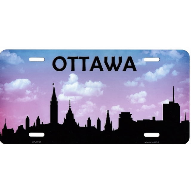 Plaque d'Immatriculation en Métal Silhouette de la Ligne d'Horizon d'Ottawa
