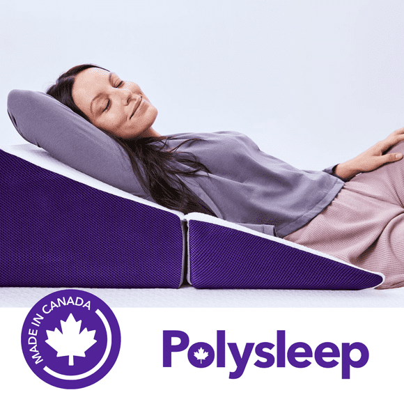 Polysleep Wedge Pillow - Hybrid Foam - Cooling Layer for Sleep Apnea, Acid Reflux, Snoring - Antimicrobial, Made in Canada (1 Count)