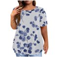 thumbnail image 2 of EGNMCR Hauts Grande Taille pour Femmes Décontractés à Imprimé Manches Courtes Col Rond Été Hauts Amples T-Shirt Blouse, 2 of 6